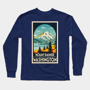 A Vintage Travel Art of the Mount Rainier National Park - Washington - US Long Sleeve T-Shirt